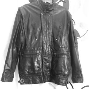 Women black bikers leather jacket